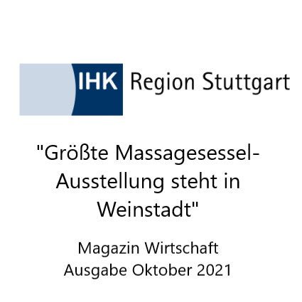 Massagesessel Welt časopise „Wirtschaft“ Stuttgartské obchodní komory (IHK)