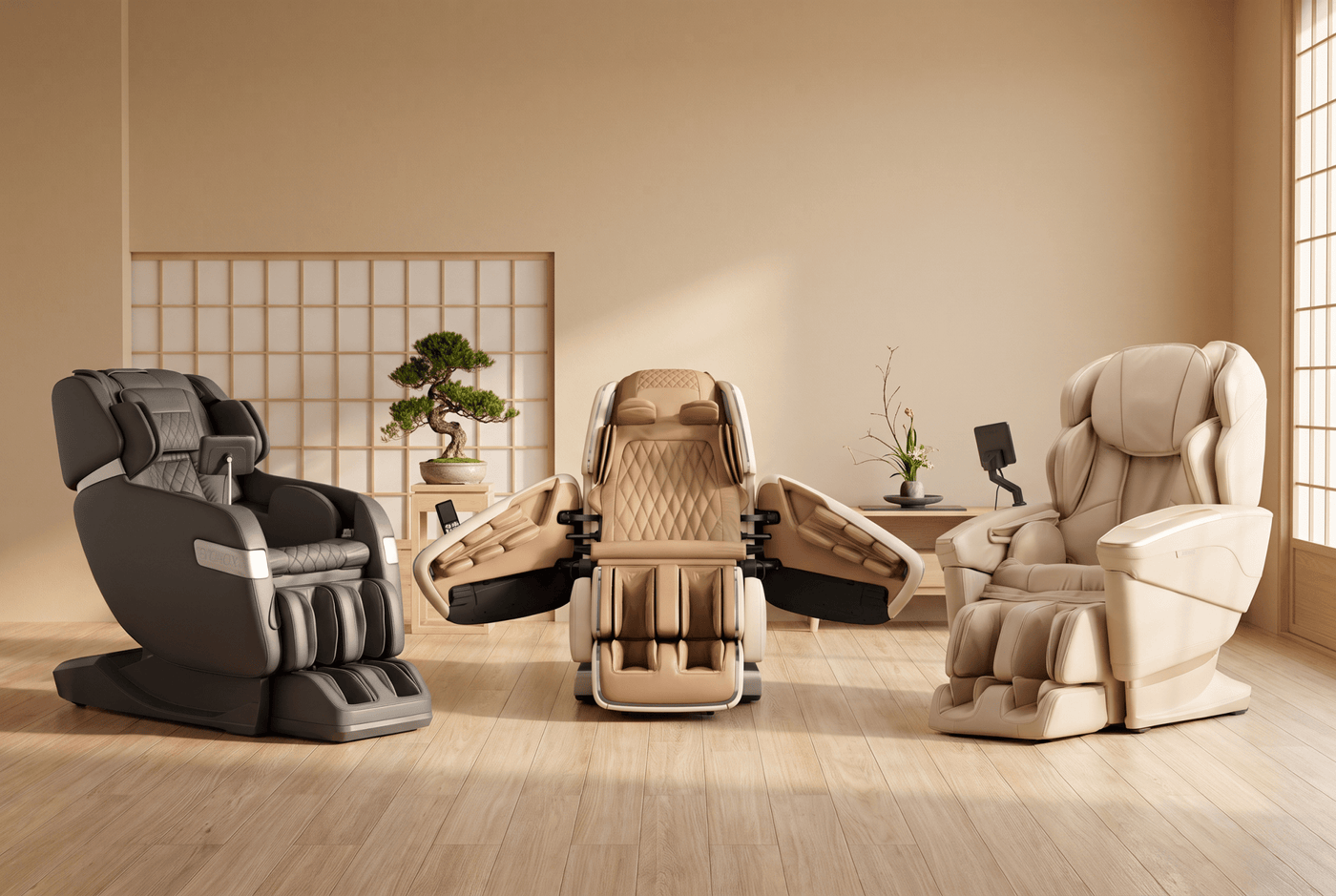 Des fauteuils de massage japonais des marques Fujiiryoki, OHCO  KOYO un showroom chaleureux