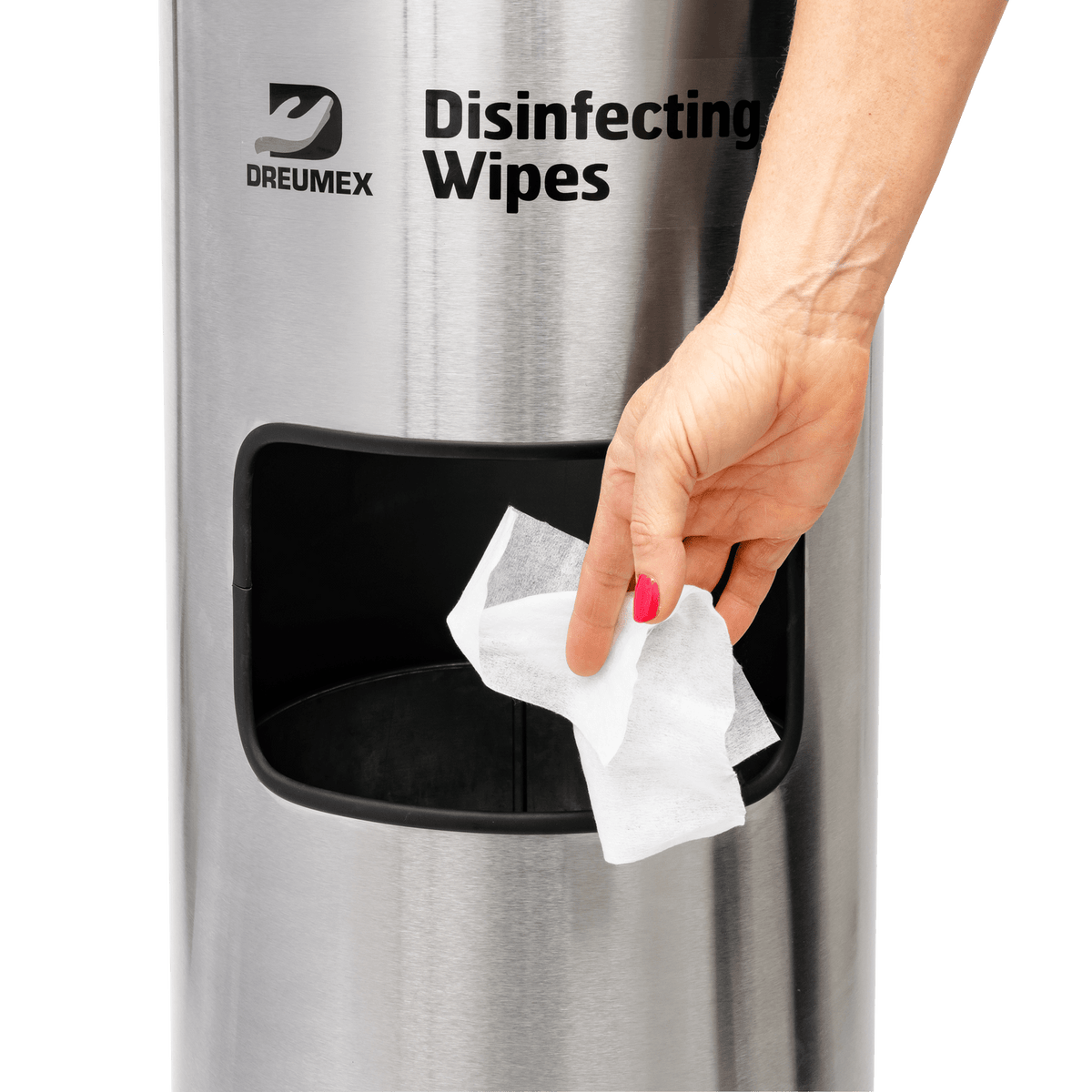 
Hygienestation aus Edelstahl – Tuchspender & Abfallbehälter – Ansicht 5